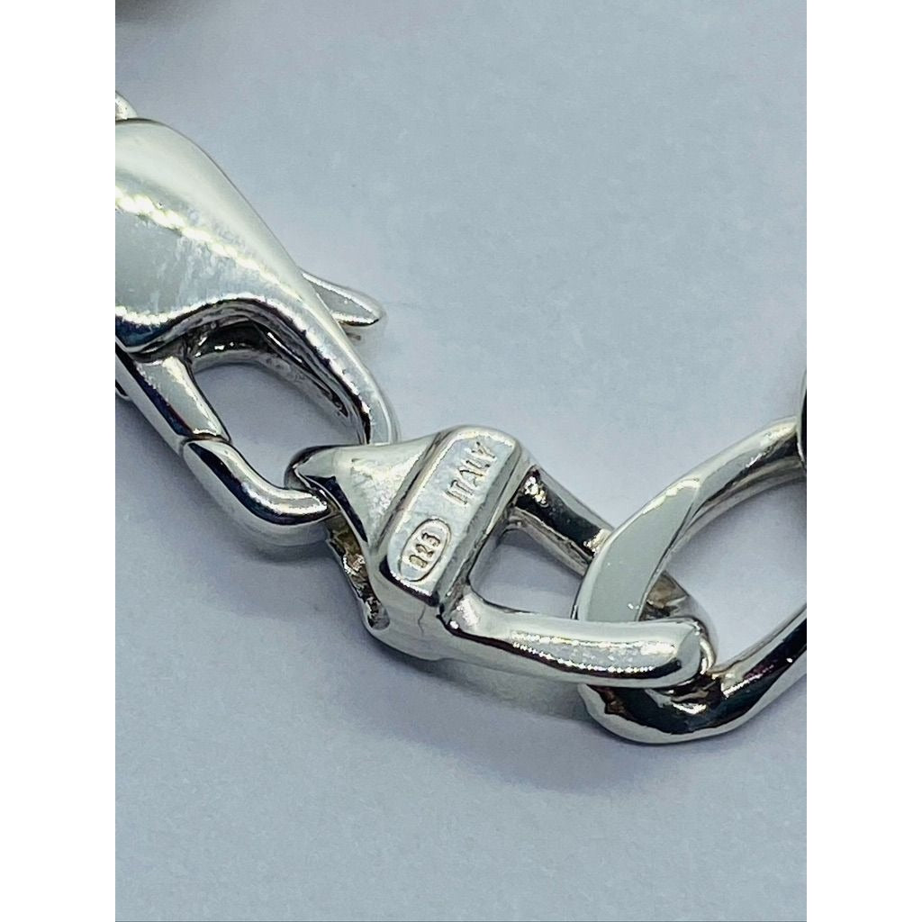 Tiffany & Co. Bracelet Sterling Silver 18k Gold Figaro Cuban Curb Link 7.5: