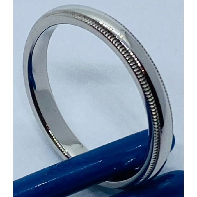 Tiffany & Co Platinum 950 3mm Double milgrain band ring 6.4 grams - Size 9