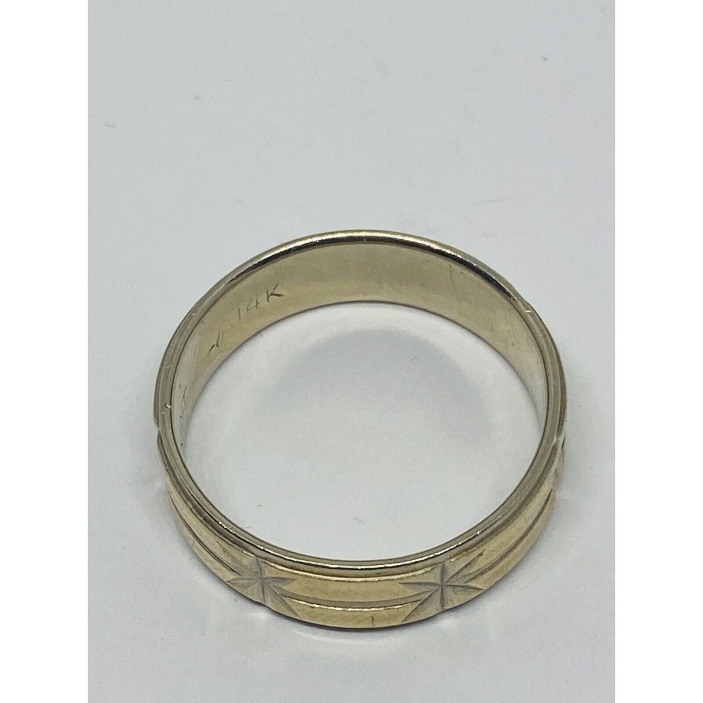 14K Two Tone Gold Legant 7MM Wide Polished Wedding Band Ring Size 11.25 6.8 Gram