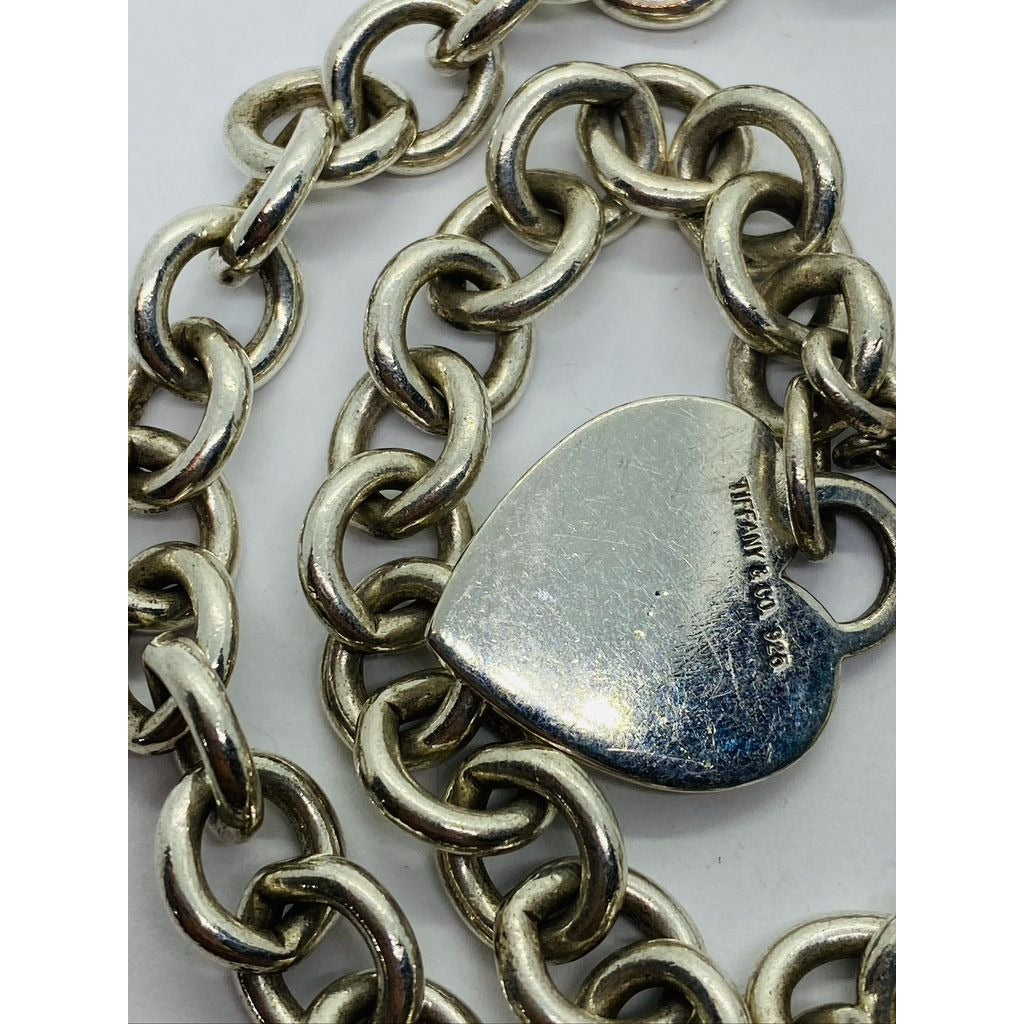 Tiffany & Co Sterling Silver Toggle Heart Tag Blank Heart Necklace 15.75"