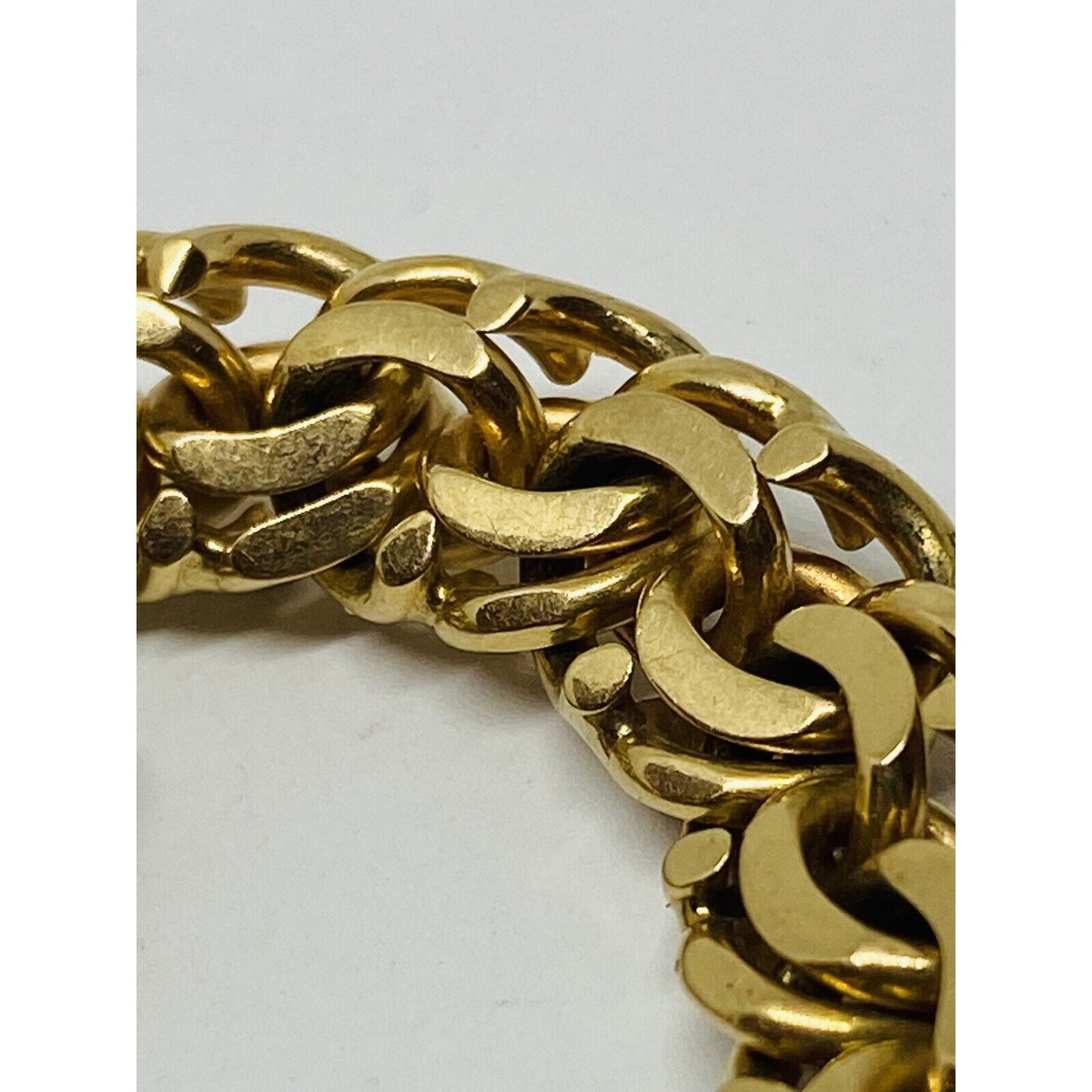 Vintage 18k Yellow Gold Fancy Double Link Charm Bracelet Italy Rare Style HEAVY!