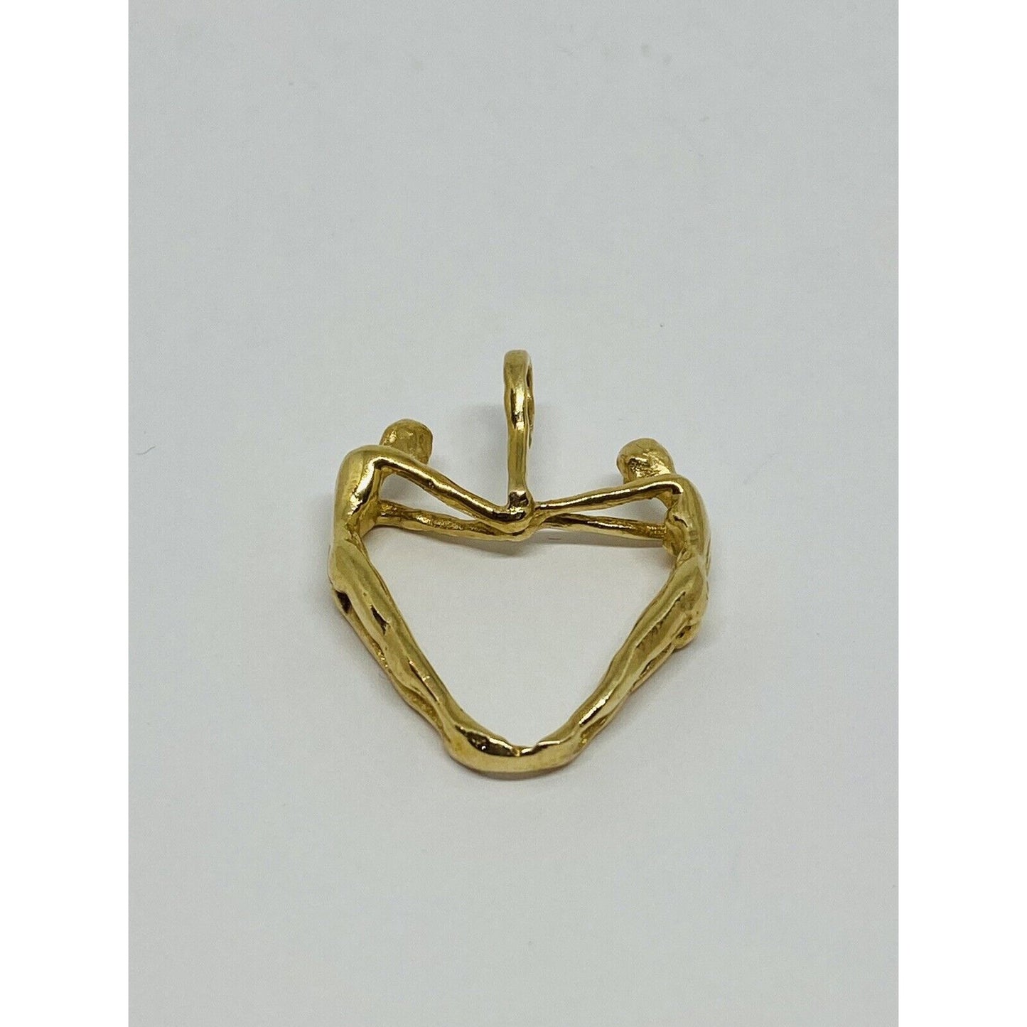 14K SOLID GOLD Vintage Hammered Heart Charm Or Pendant MINT