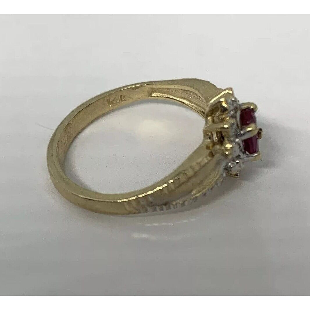 STUNNING ESTATE 14K TWO TONE VIVID RED RUBY