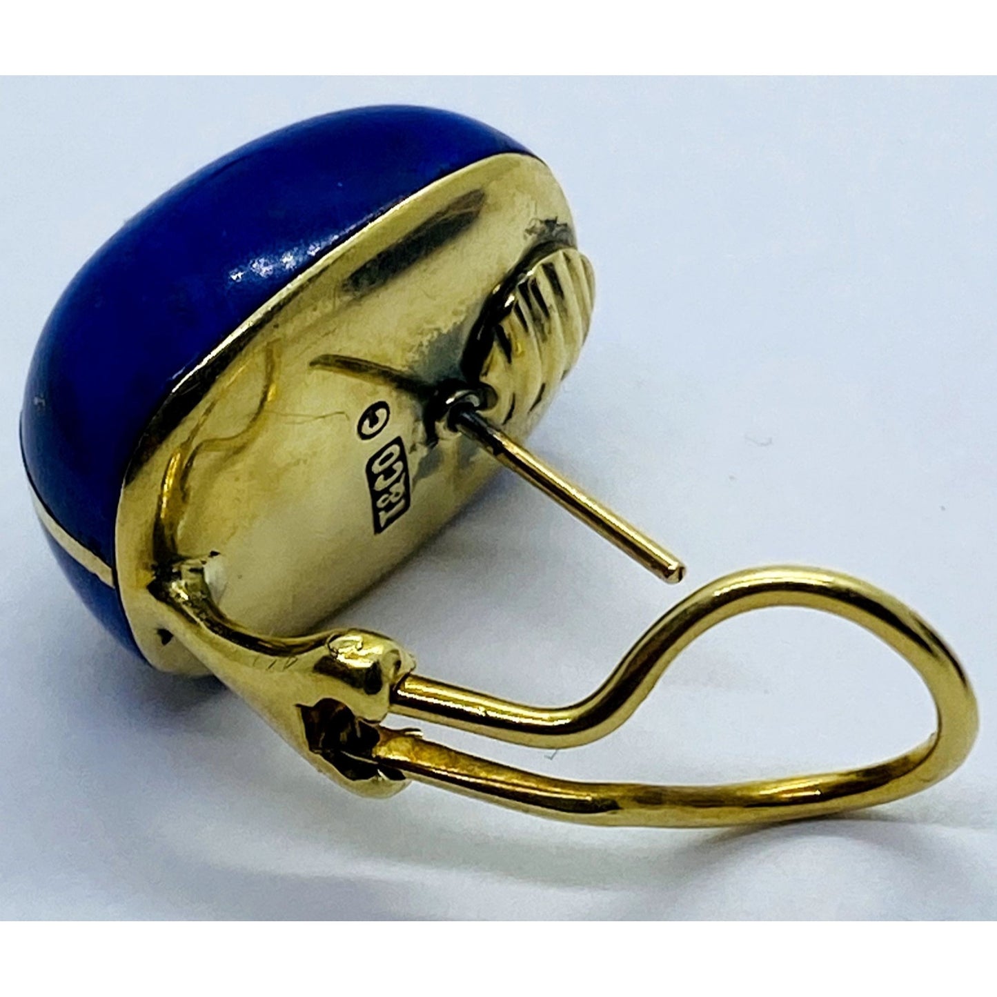 Tiffany & Co 18K Gold & Lapis Onyx Earrings by Angela Cummings
