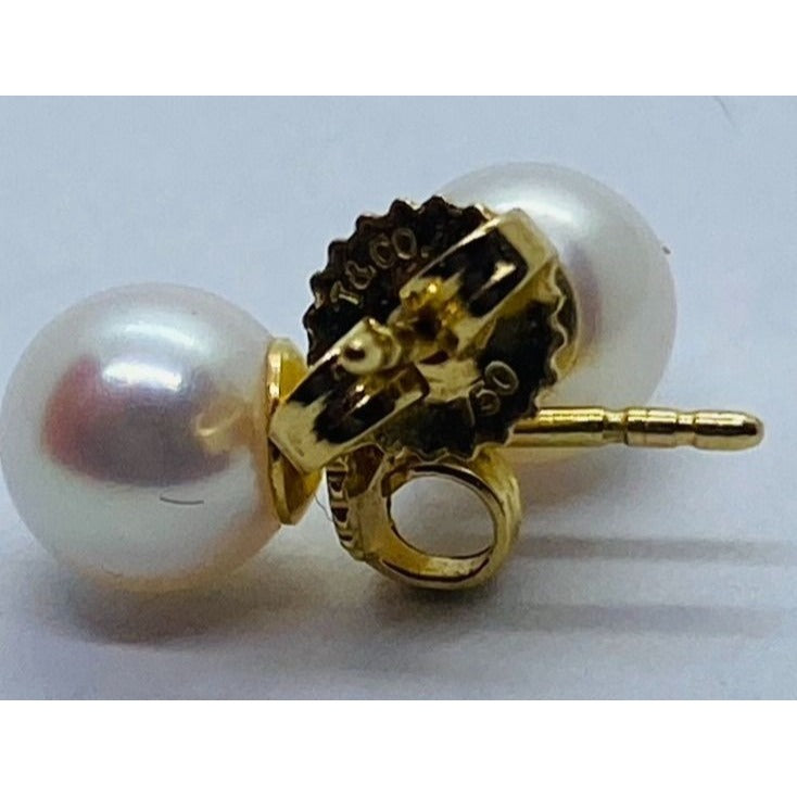 Tiffany & Co 18K Yellow Gold Pearl Earrings 7.5MM Earrings