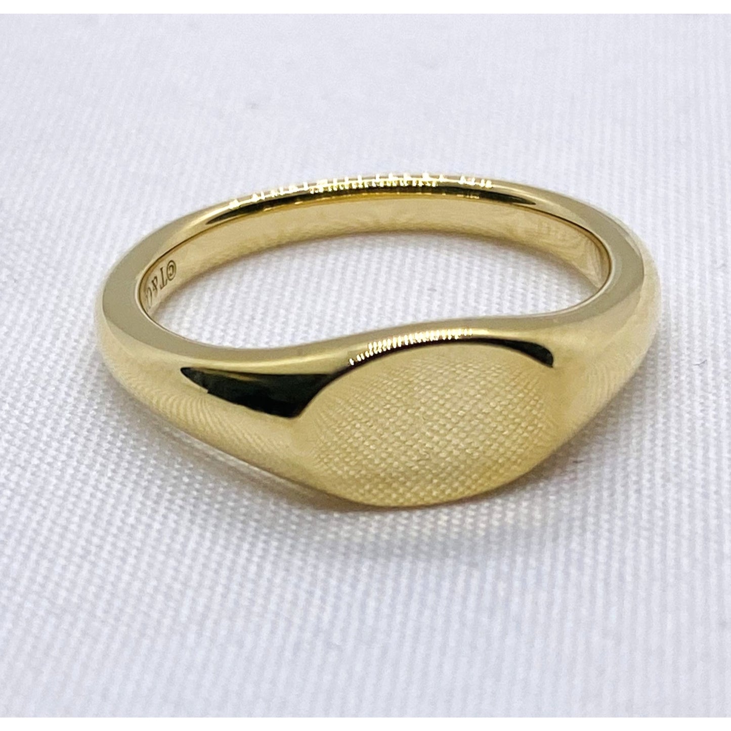 Tiffany & Co 18K Gold Micro Signet Ring Size 5