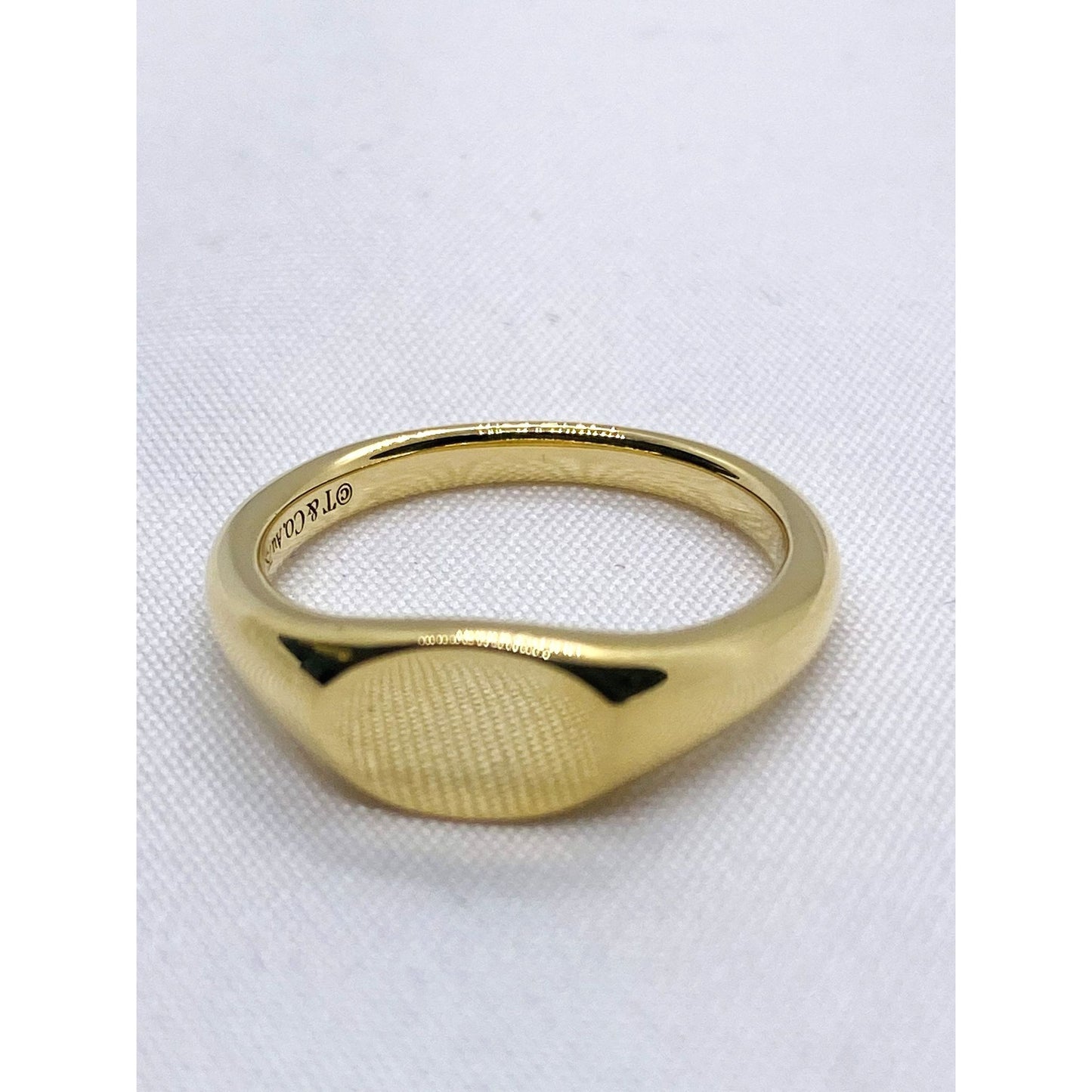 Tiffany & Co 18K Gold Micro Signet Ring Size 5
