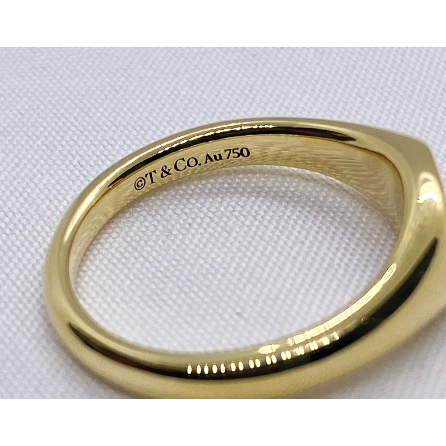 Tiffany & Co 18K Gold Micro Signet Ring Size 5