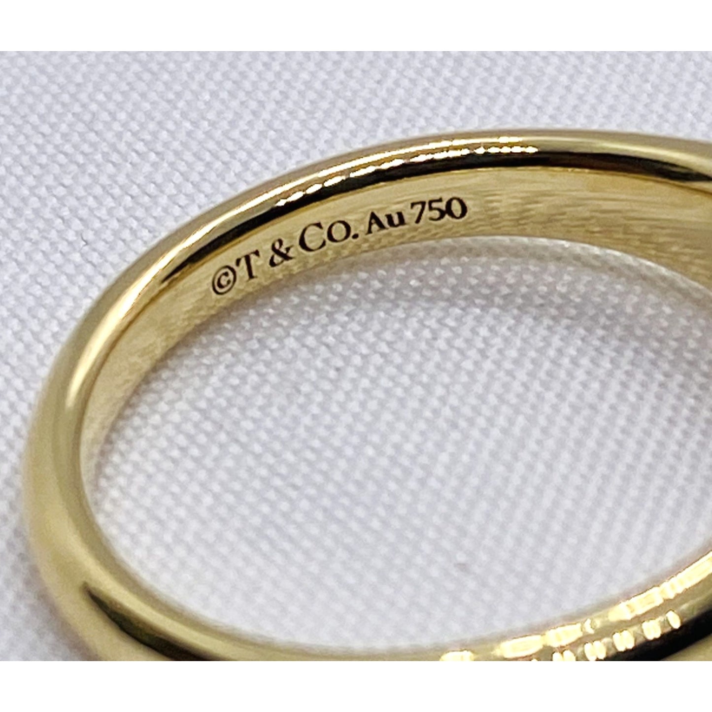 Tiffany & Co 18K Gold Micro Signet Ring Size 5