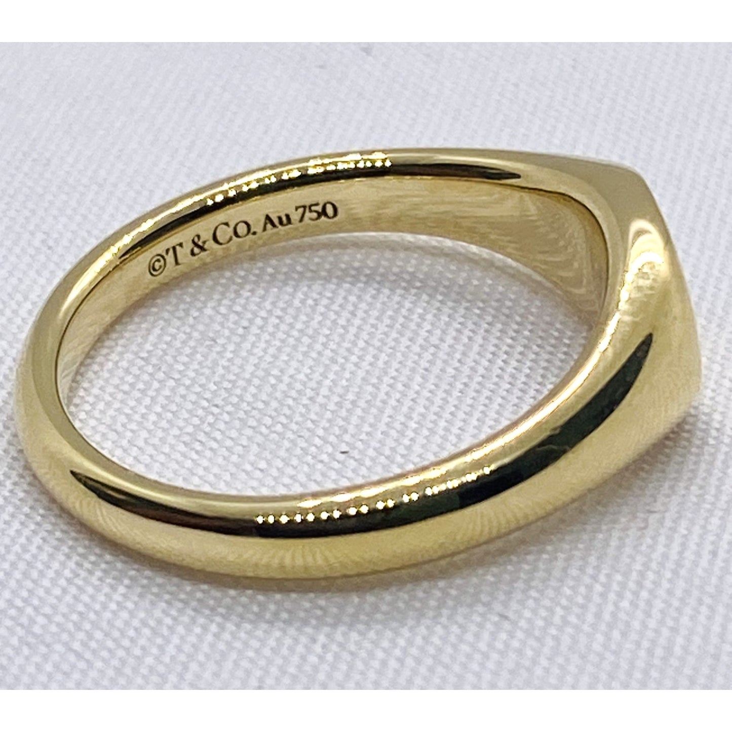 Tiffany & Co 18K Gold Micro Signet Ring Size 5