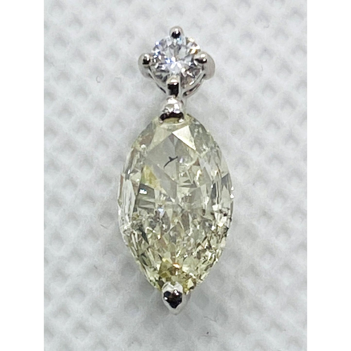 Platinum Diamond Marquise and Round Diamond Pendant Appx 1.25CT