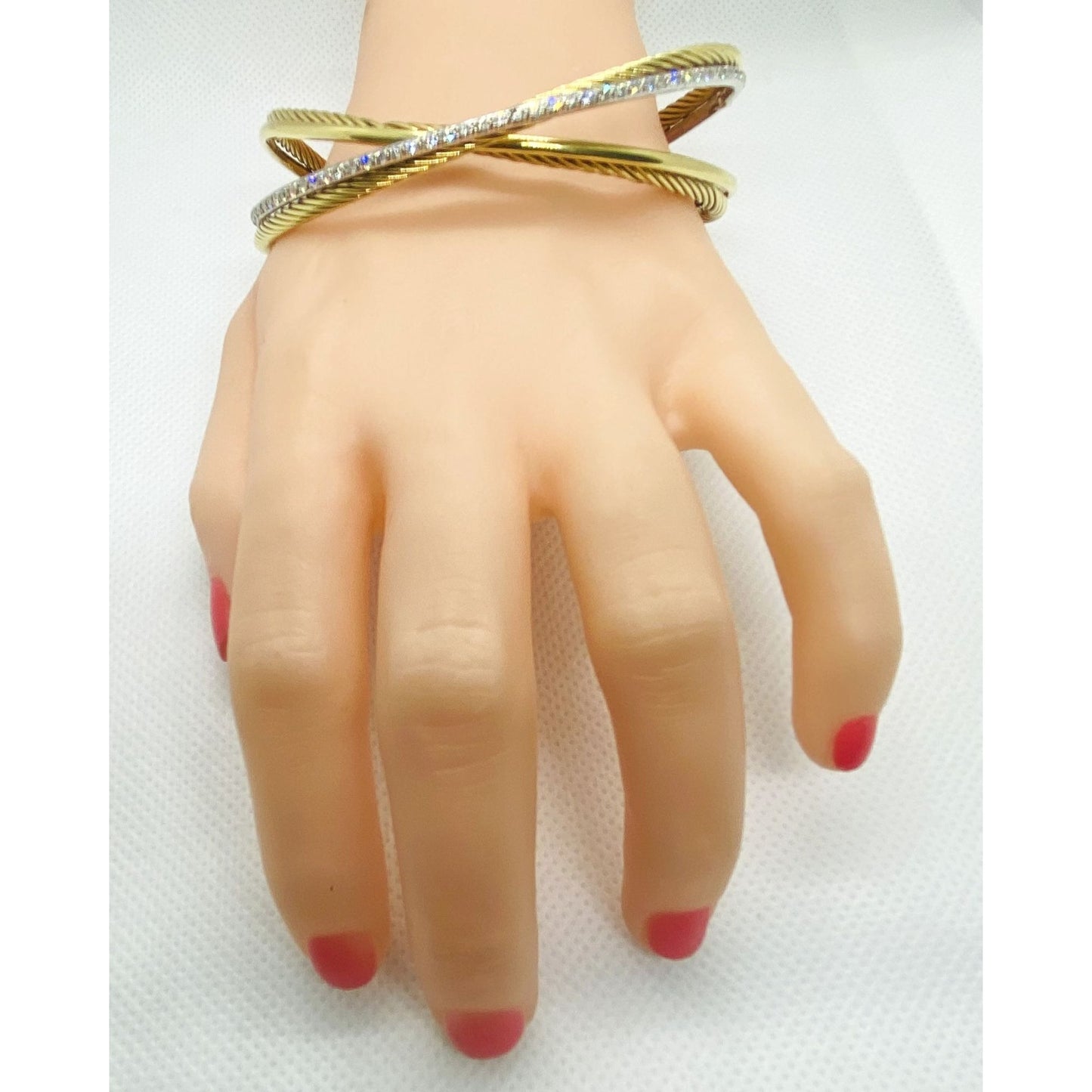 David Yurman 18K 750 Crossover Diamond Cuff Bracelet 7.5"