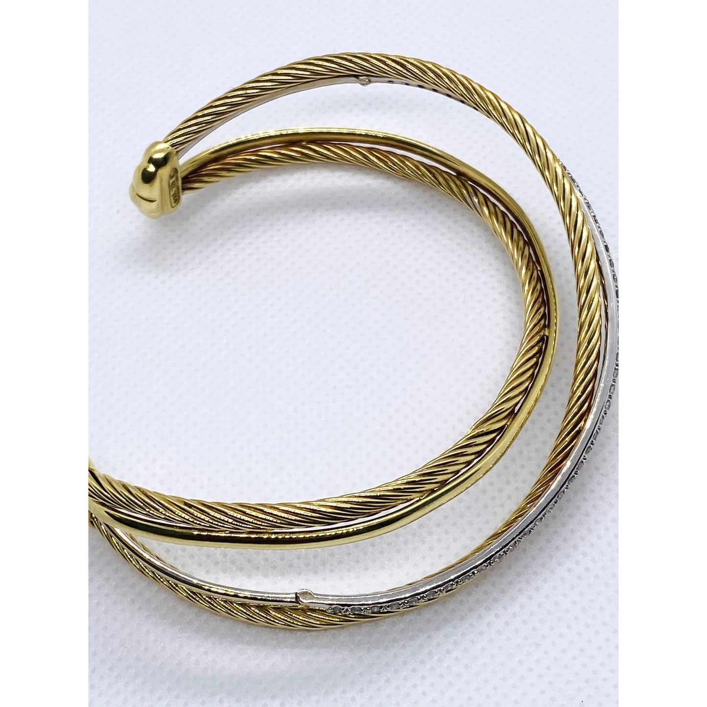 David Yurman 18K 750 Crossover Diamond Cuff Bracelet 7.5"