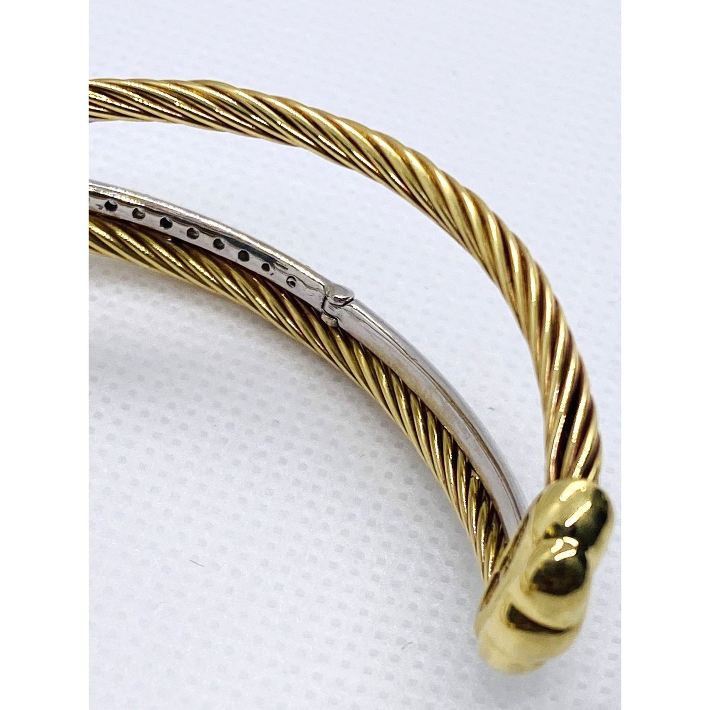 David Yurman 18K 750 Crossover Diamond Cuff Bracelet 7.5"