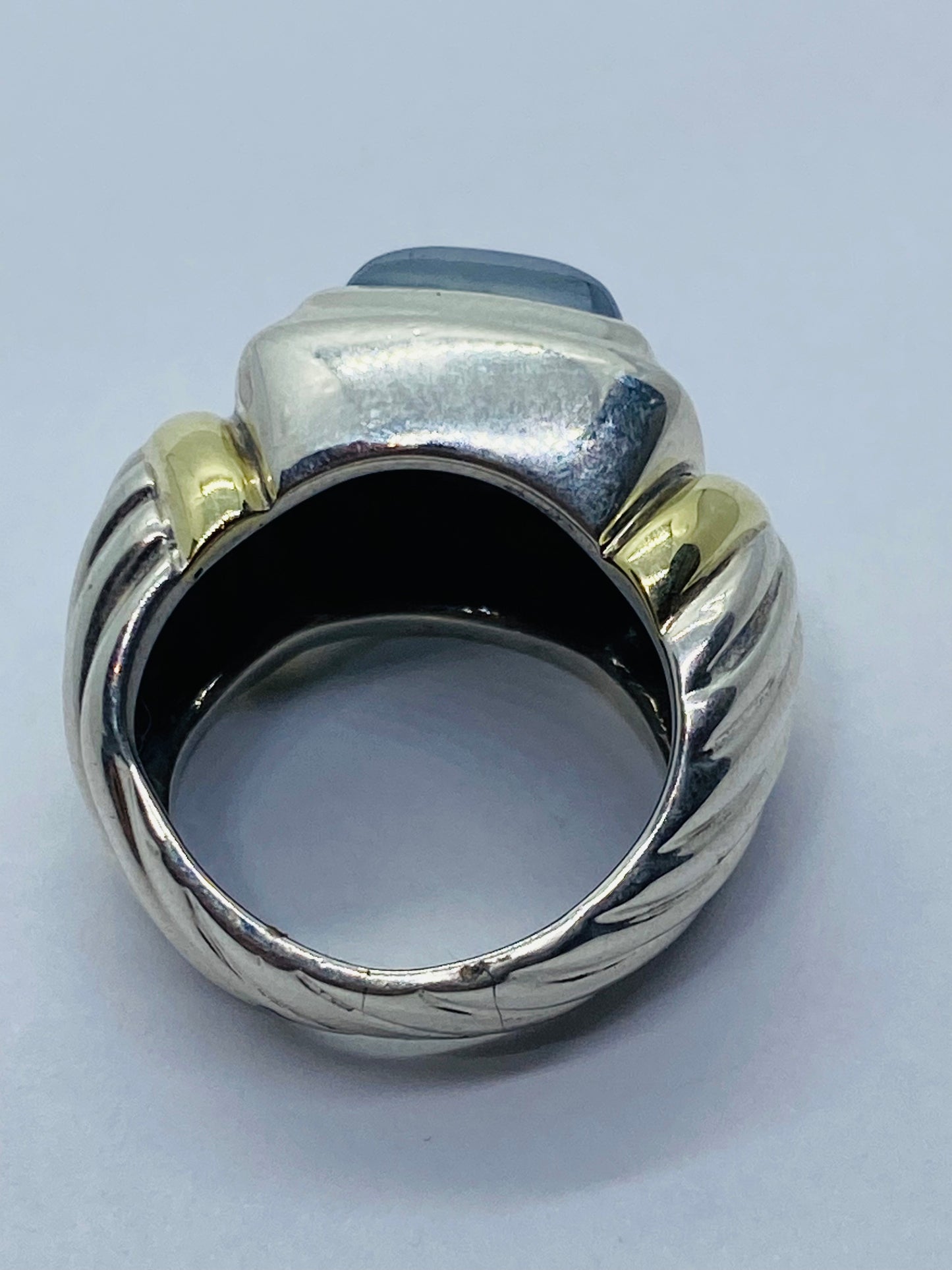 David Yurman - 14K Gold & Silver Noblesse Hematite Ring - size 3.25