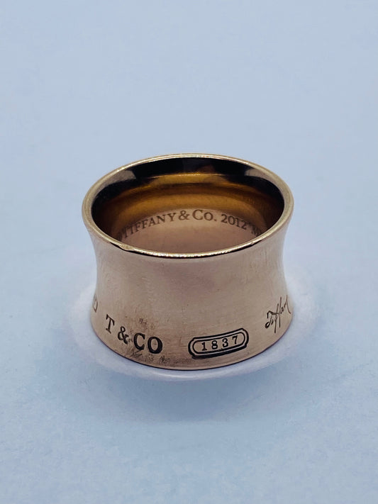 Tiffany & Co. Rubedo Metal 1837 Wide Concave Ring Size 4 Pouch Box