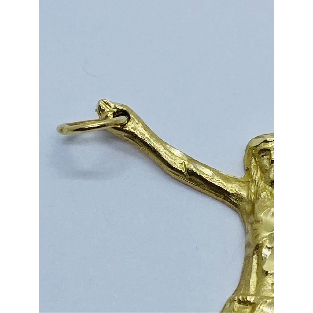 14K Yellow Gold Cross Crucifix Charm Necklace Pendant 44 x 37 MM