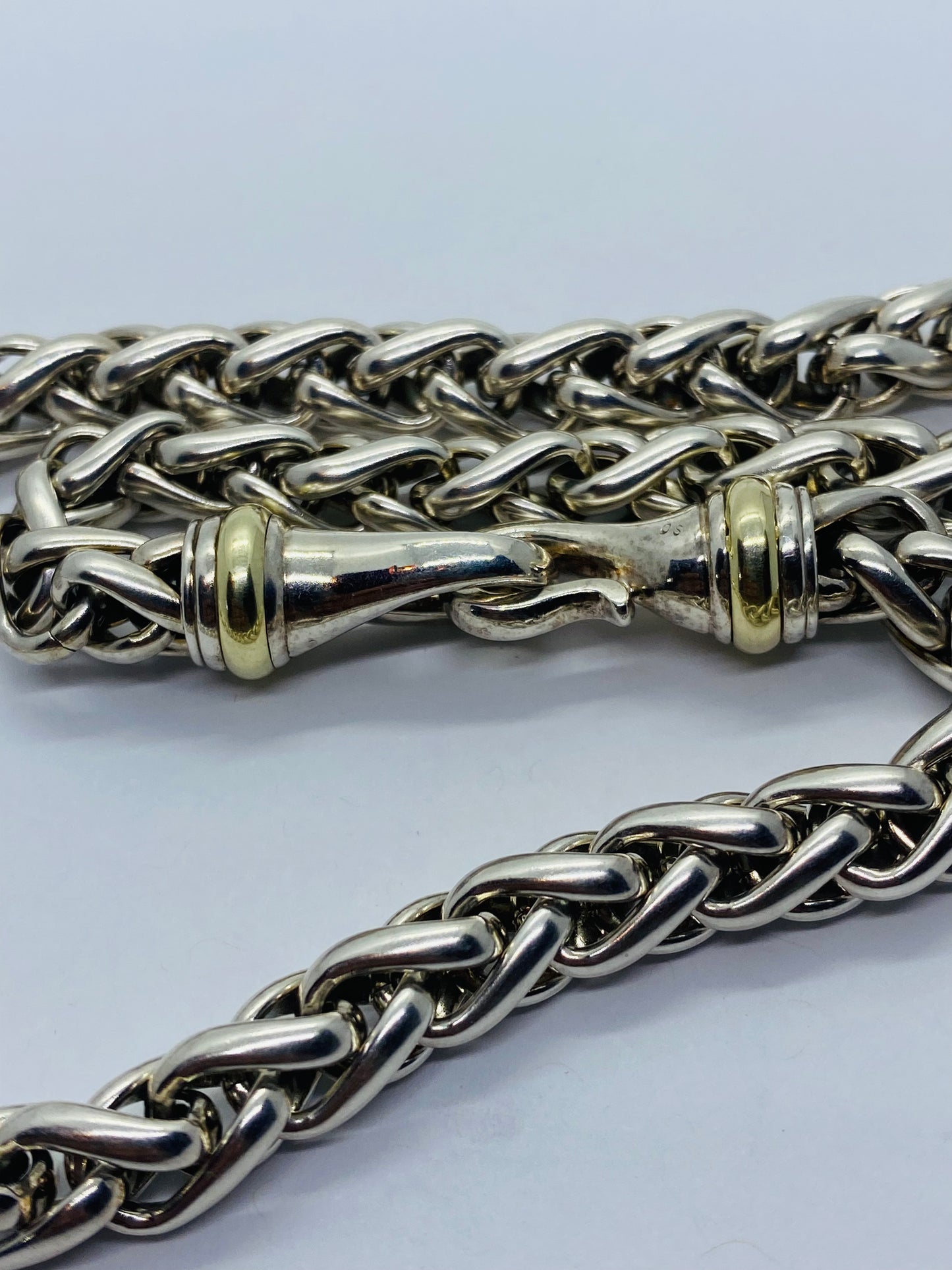 DAVID YURMAN Wheat Link Necklace Sterling Silver + 14k Gold  16” 88.9 Grams