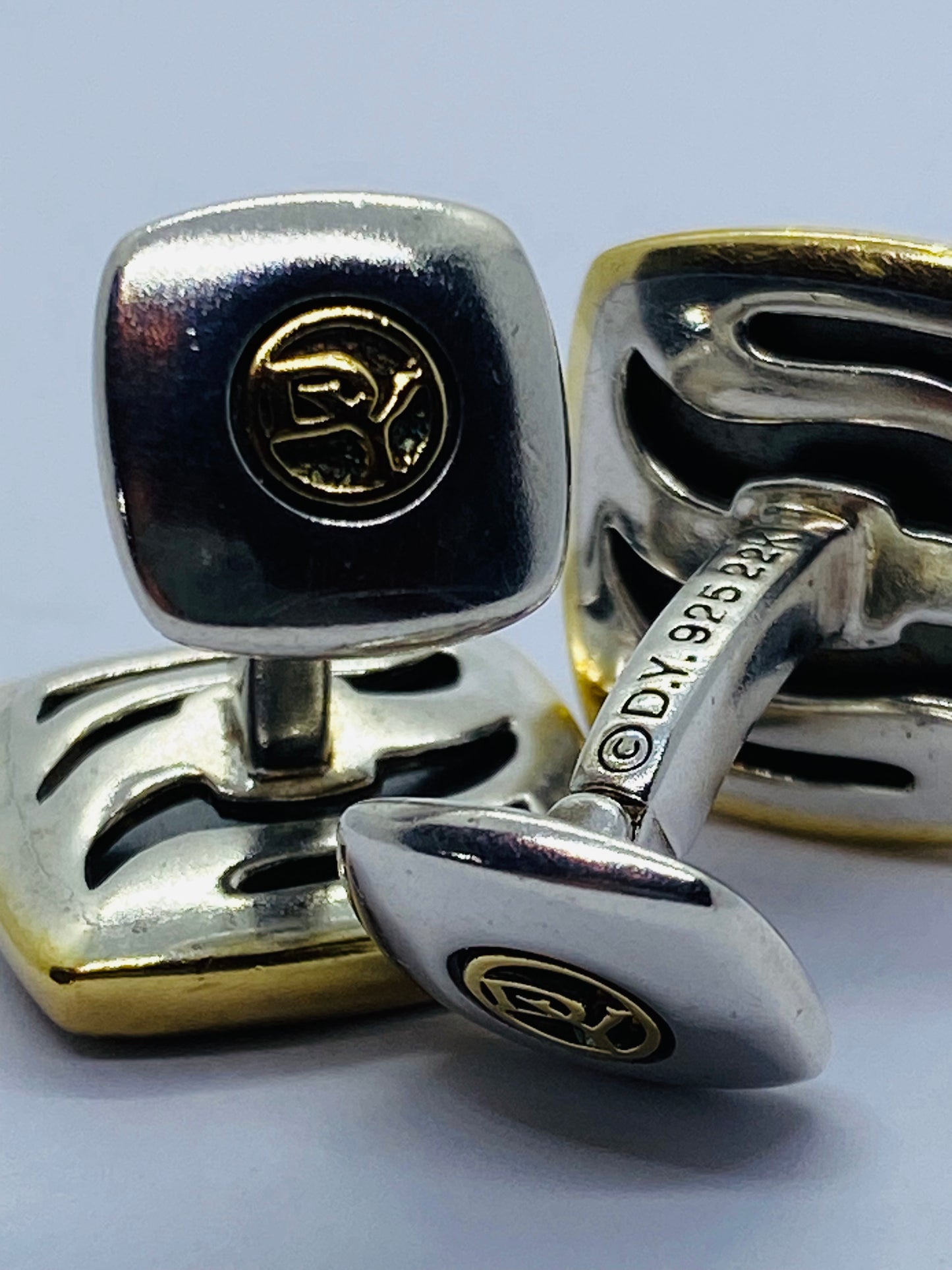 David Yurman PETRVS Carved Agate Horse Sterling Silver 925 22K Cufflinks