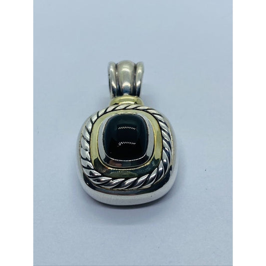 David Yurman 925 Silver 585 Gold Black Onyx Iconic Albion Enhancer Pendant 18.5 Grams