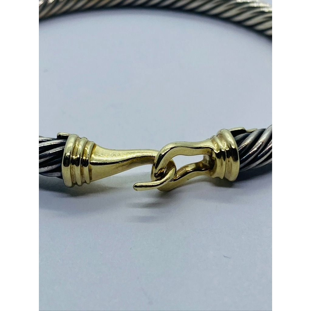 David Yurman Buckle Cable Classic Bracelet in Sterling Silver with 14k Gold