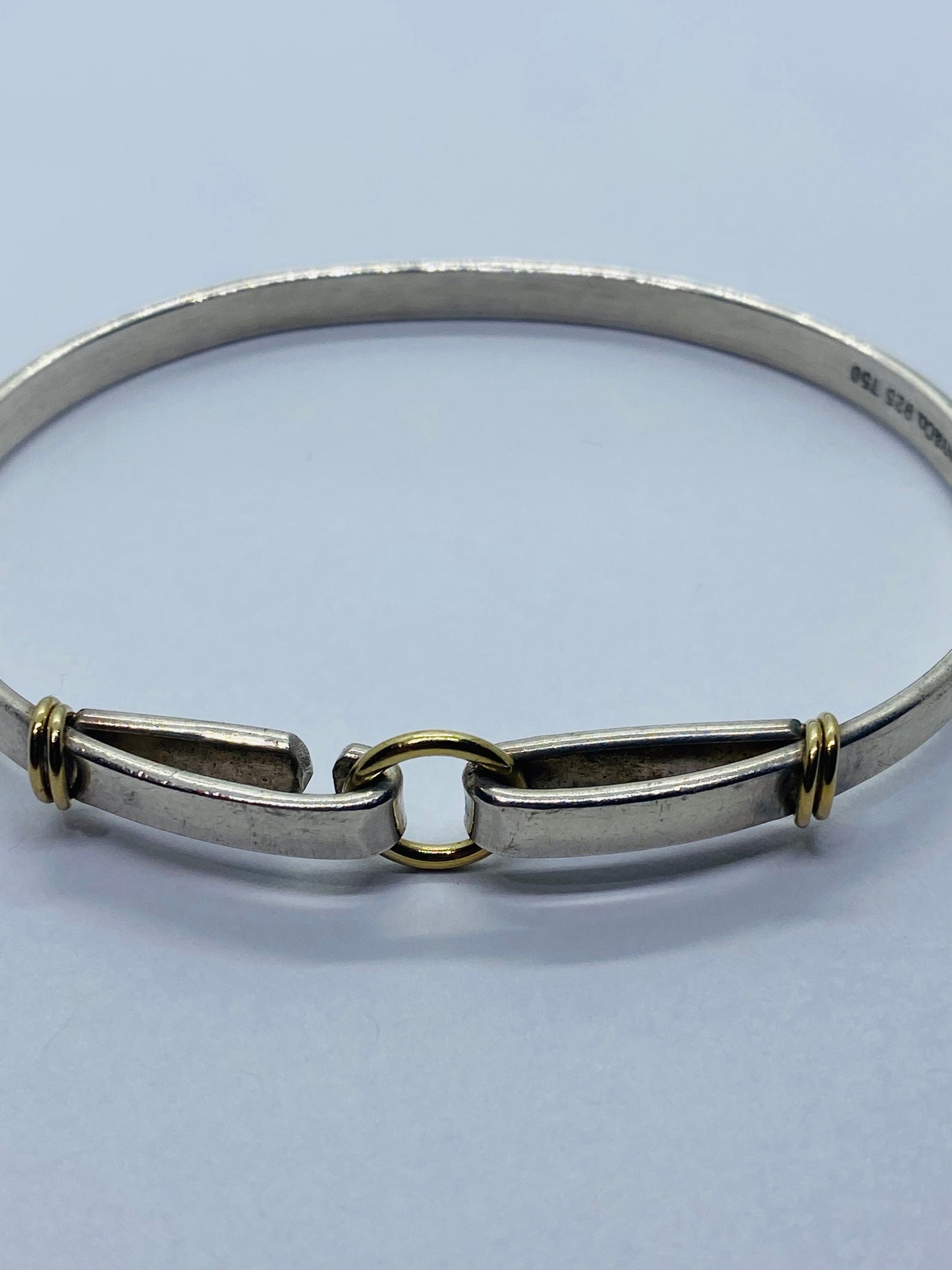 Authentic Tiffany & Co. 18K 750 Yellow Gold Circle Center Sterling Bracelet 7”