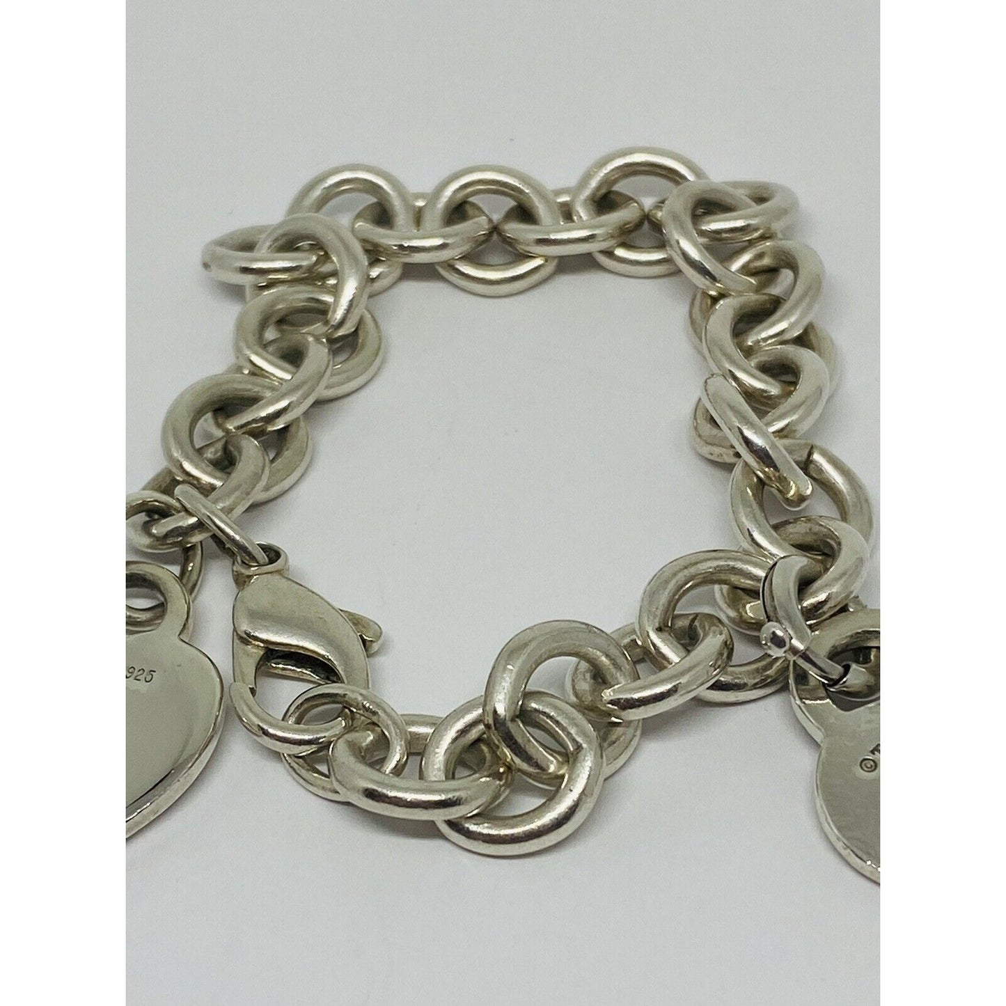 Tiffany & Co Silver Heart Notes 727 Fifth Avenue New York Double Heart Bracelet