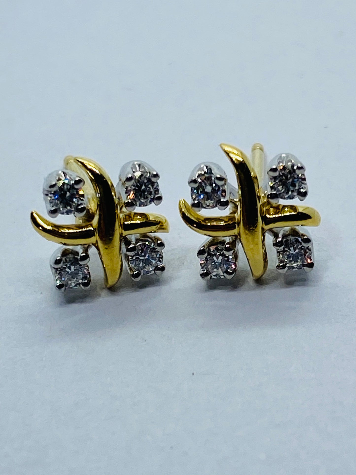 Tiffany & Co Schlumberger Lynn Diamond Earrings Gold and Platinum $3.750 READ!