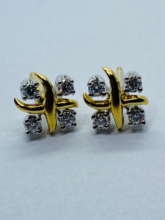 Tiffany & Co Schlumberger Lynn Diamond Earrings Gold and Platinum $3.750 READ!