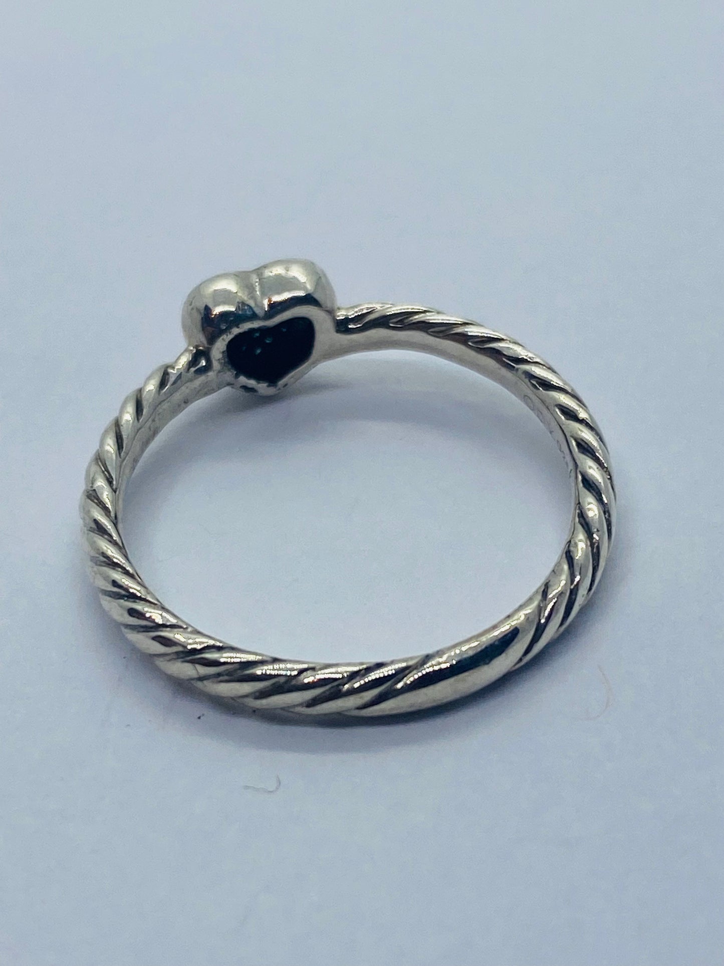 David Yurman Sterling Silver Classic Cable Heart Diamond Ring Size 7.25