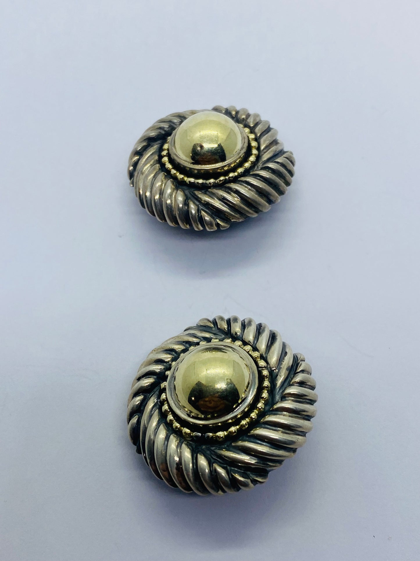 DAVID YURMAN 14K & 925 Large Classic Cable Dome Clip Earrings 30mm