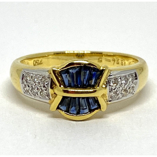 Diamond Sapphire 18K Gold Elegant Cluster Ring