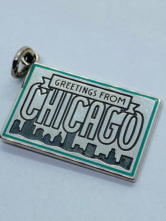 Tiffany & Co. Chicago Postcard Charm Sterling 925