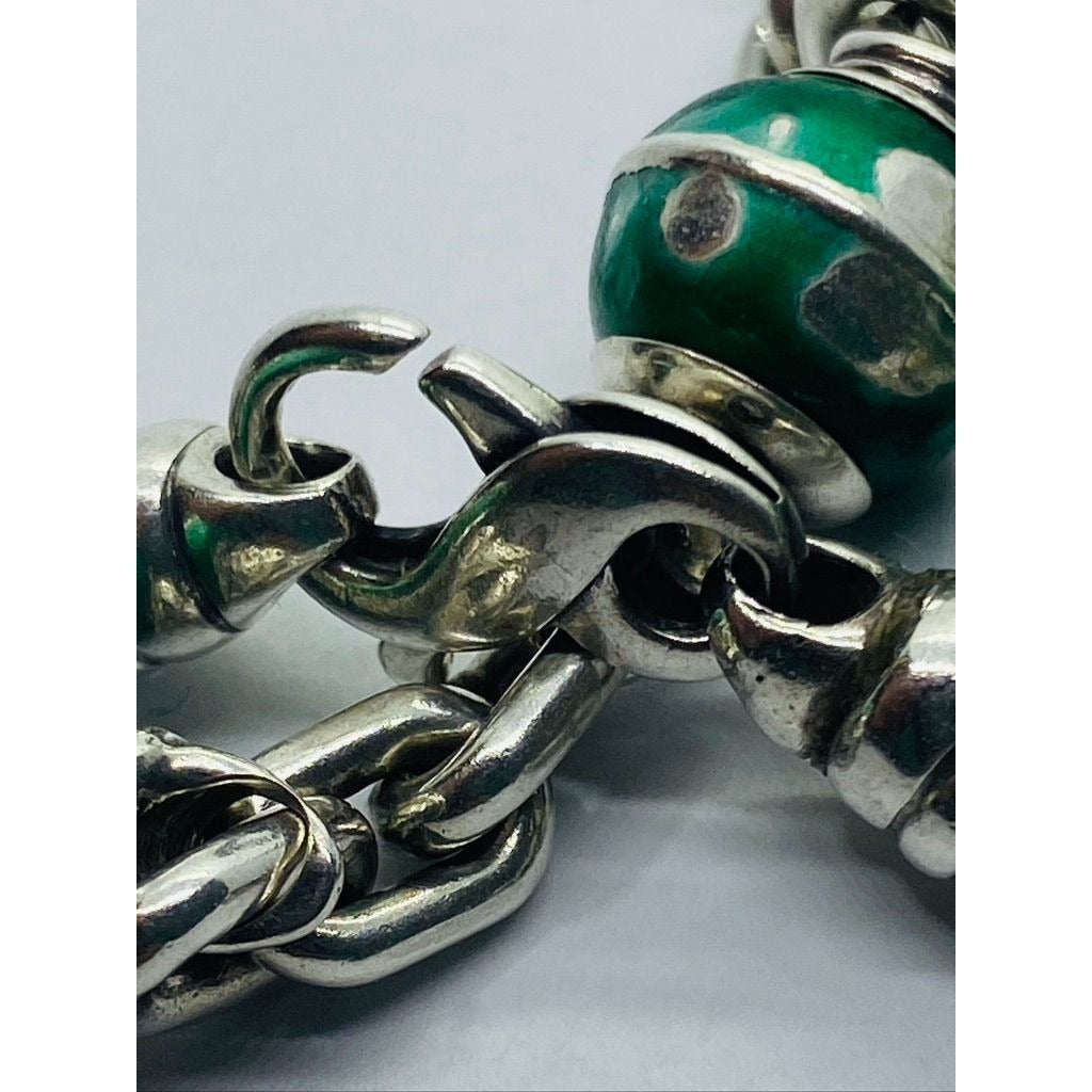 TIFFANY & CO STERLING SILVER BALL BEAD ENAMEL BRACELET ITALY