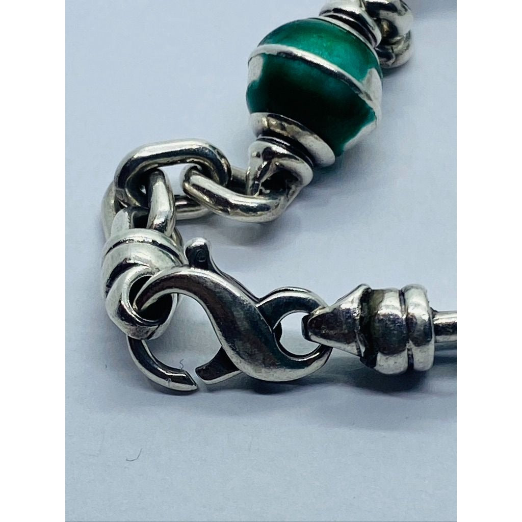 TIFFANY & CO STERLING SILVER BALL BEAD ENAMEL BRACELET ITALY