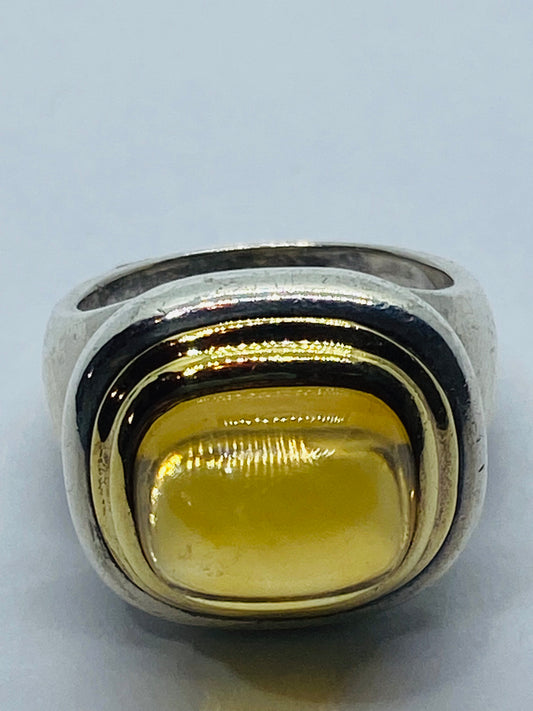 Tiffany & Co Sugar Loaf PALOMA PICASSO Sterling Silver 18k 750 Gold Citrine Ring