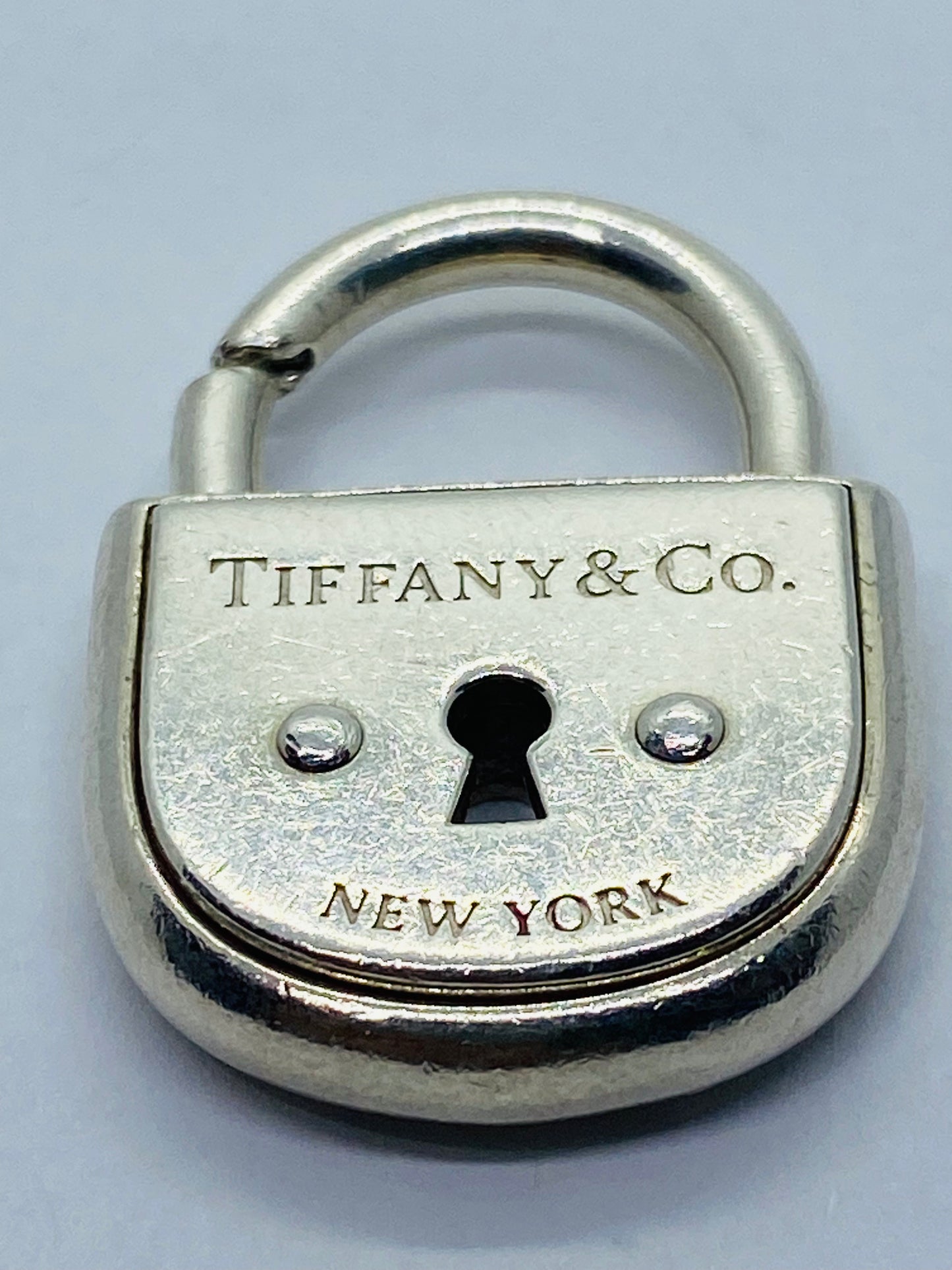 Tiffany Co Sterling Silver Arc Padlock Lock Keyhole Oval Charm Pendant