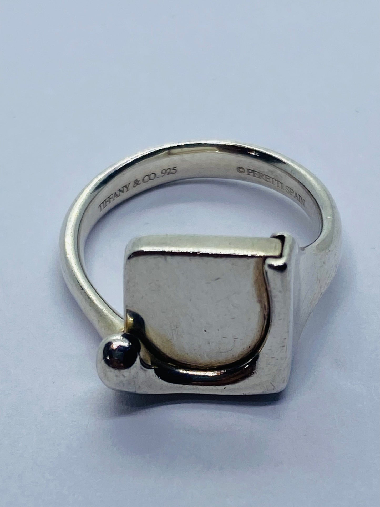 Authentic Tiffany & Co Elsa Peretti Sterling Silver Square Slab Splash Ring