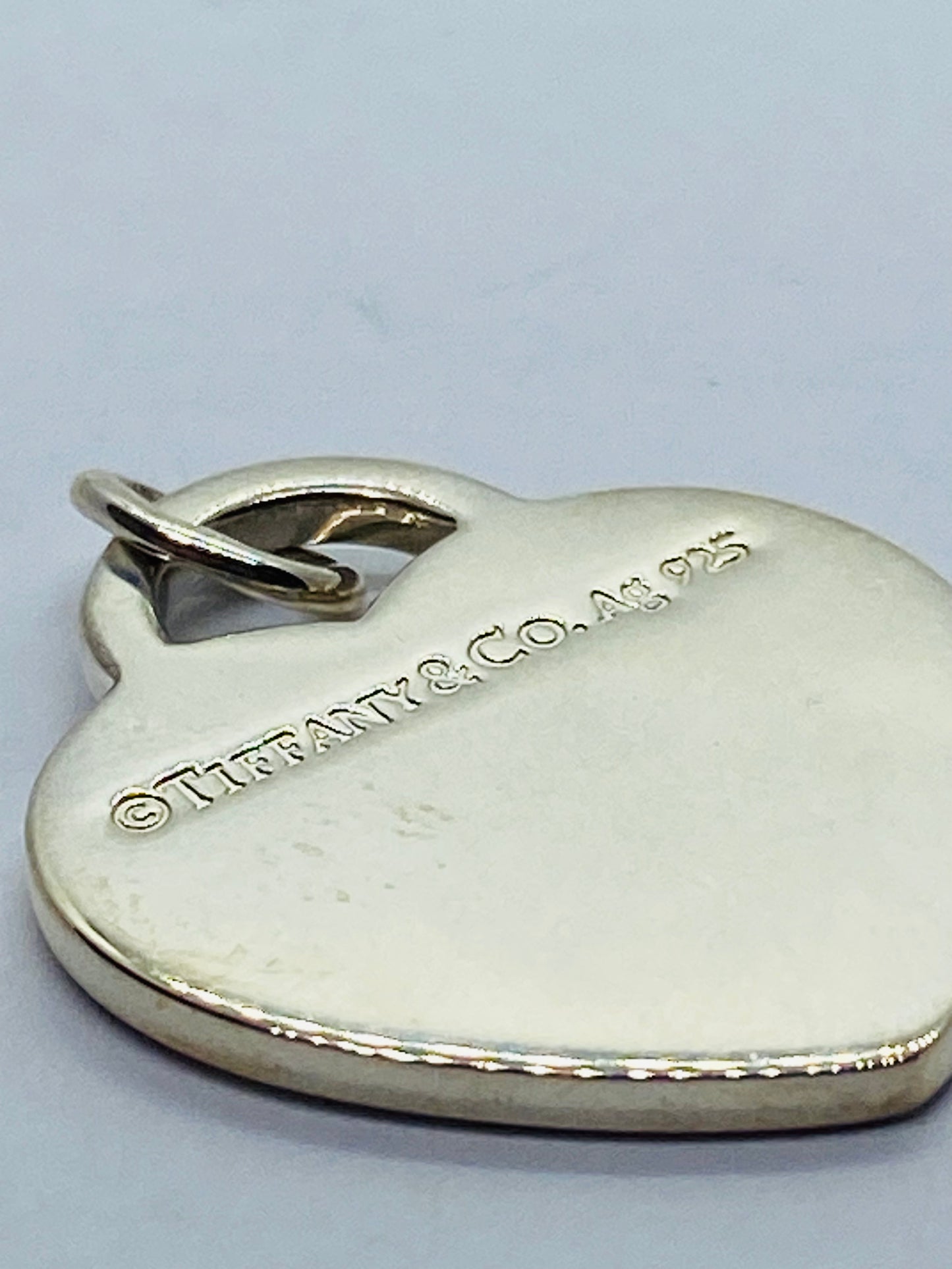Tiffany Co Sterling Silver Red Enamel Please Return To Heart Pendant Charm 26MM
