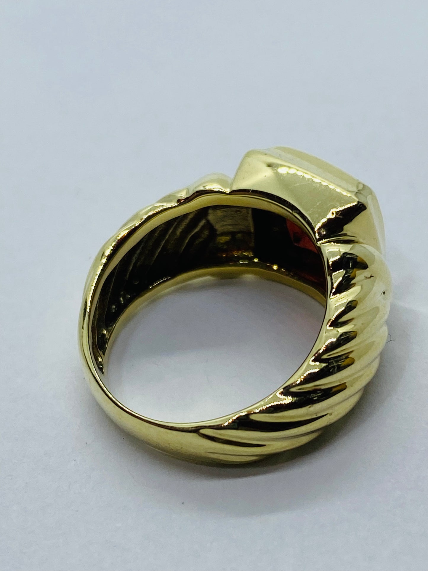 DAVID YURMAN Solid 14K Yellow Gold CABLE Cushion Cut Garnet Ring 5.5