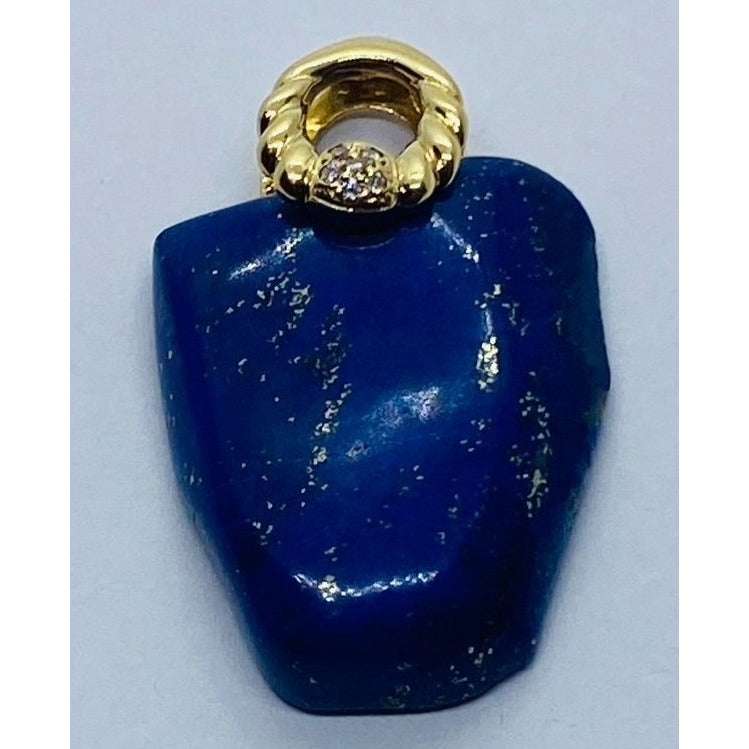 18K Yellow Gold Lapis Lazuli and Diamond Pendant