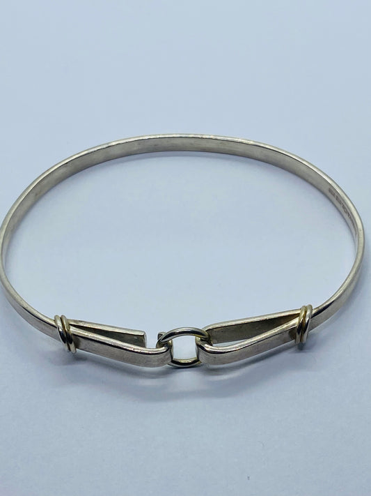 Authentic Tiffany & Co. 18K 750 Yellow Gold Circle Center Sterling Bracelet 7.5”