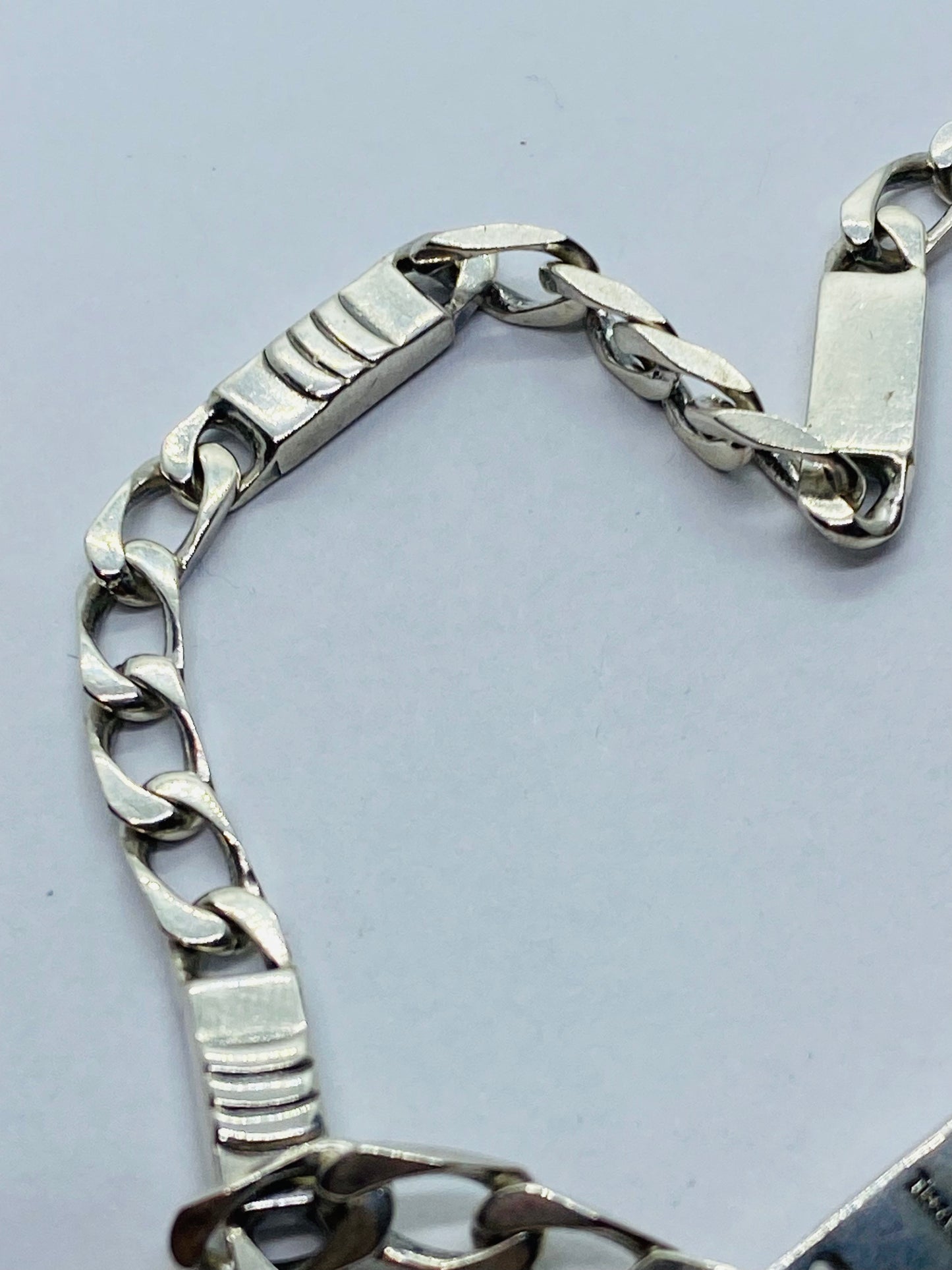 Tiffany & Co. 925 Sterling Silver Italy Bar Flat Link Bracelet 4MM Wide 7.25”