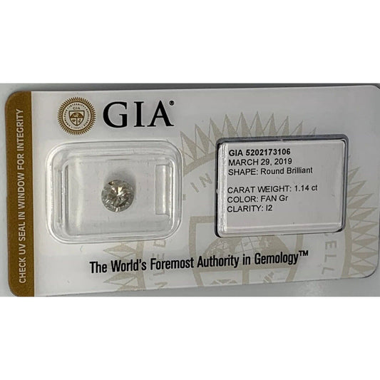 1.14 CT Round I2 Gray  Fancy Loose Diamond! GIA