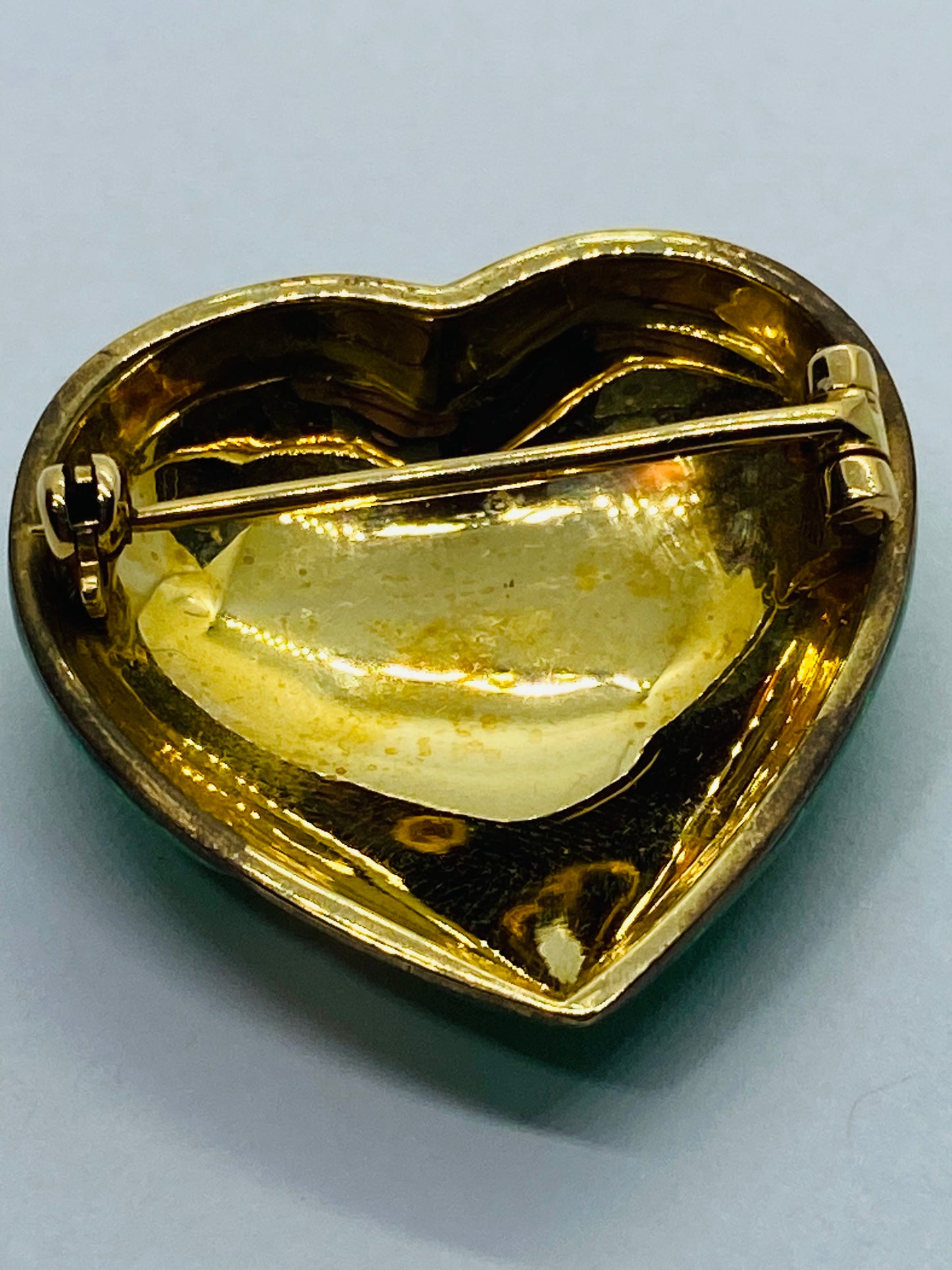 Tiffany & Co. Vintage Guilloche Enamel 18k Yellow Gold Heart Pendant Pin RARE