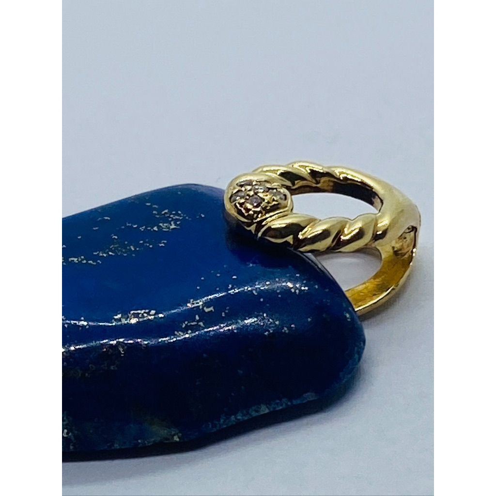 18K Yellow Gold Lapis Lazuli and Diamond Pendant