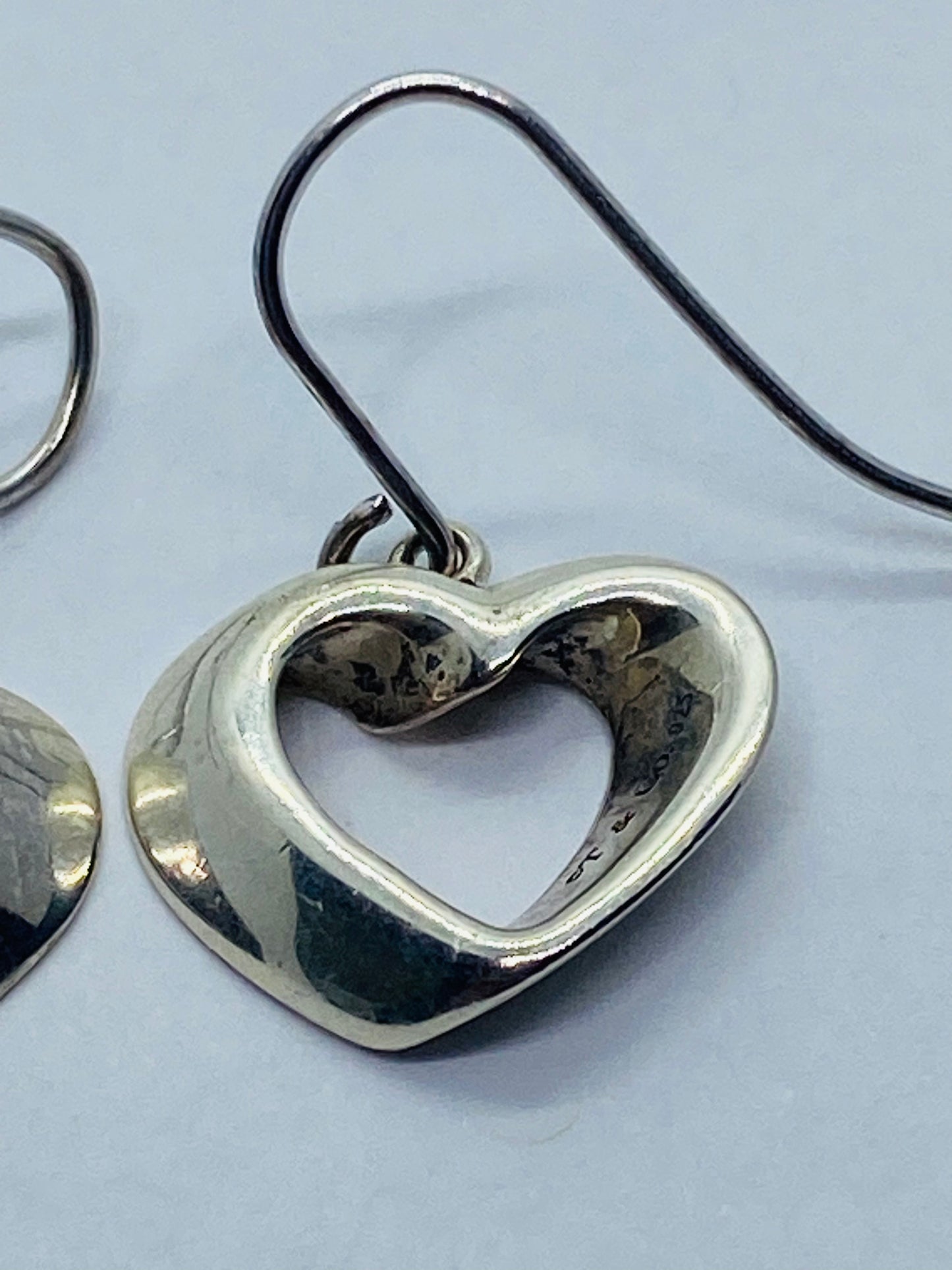 Tiffany & Co Silver Modern Geometric Heart Dangle Dangling Earrings With