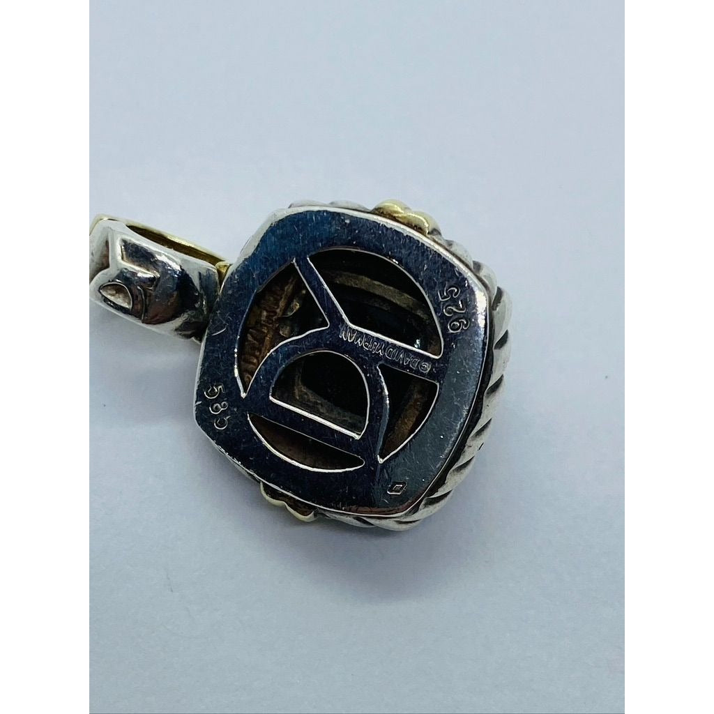 Authentic Renaissance David Yurman Sterling 14K Black Cabochon Enhancer Pendant