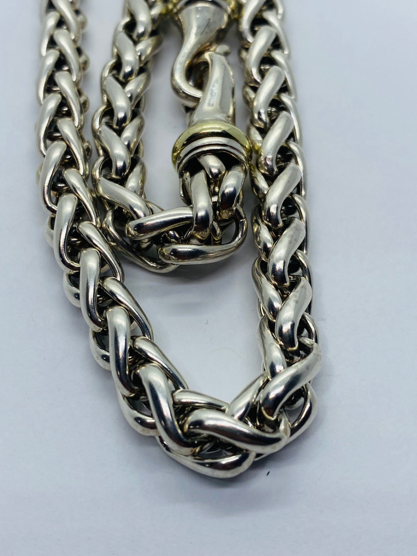 DAVID YURMAN Wheat Link Necklace Sterling Silver + 14k Gold  16” 88.9 Grams
