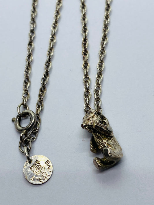 Tiffany & Co. Vintage Teddy Bear Swivel Arms Pendant Necklace 18" 925